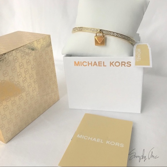 NWT authentic MK gold tone pave padlock bracelet - Picture 2 of 6